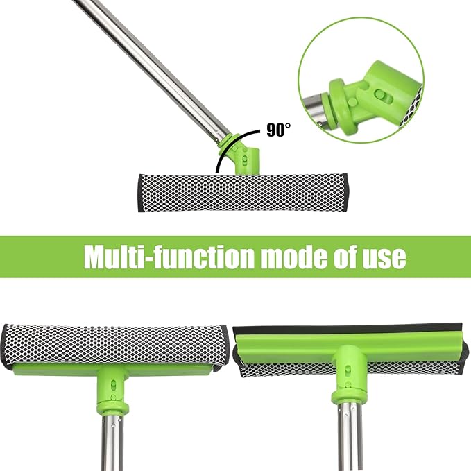 LumiMokki 62-Inch Car Wash Mop Kit with Long Handle Brush for Cars Trucks | Stainless steel pole, 2-in-1 mop-to-mitt, 8-piece kit, adjustable 18-62in, for RVs SUVs buses, scratch-free, green