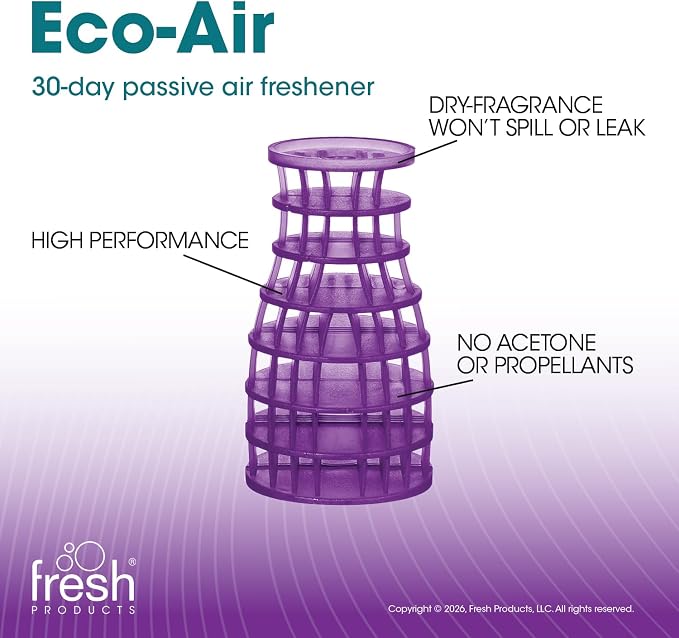 Fresh Products Eco Air Freshener Refill Solid Dry, Fabulous, 6 Pack | Natural Oils, No Acetone Or Propellants, Made In USA, Lasts 30 Days, Ideal For Home, Business Or Commercial Spaces