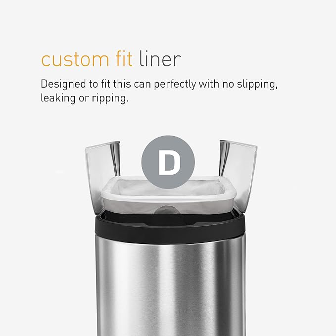 simplehuman Code D 60 Count, Dispenser Pack Custom Fit Liners, Drawstring Trash Bags, 20 Liter / 5.3 Gallon, White