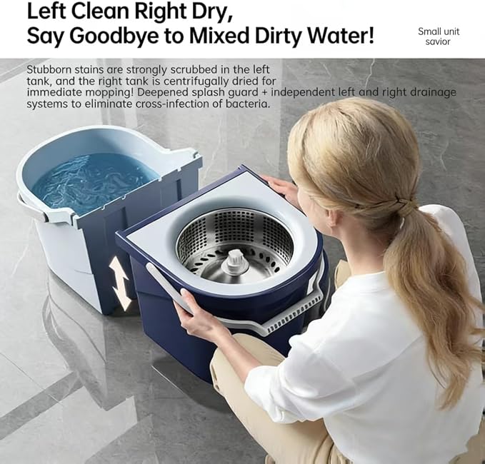 360° Spin Mop & Bucket System with 4 Microfiber Mop Pads | Detachable 2-in-1 Bucket, Efficient Floor Cleaning, For All Hard Floors