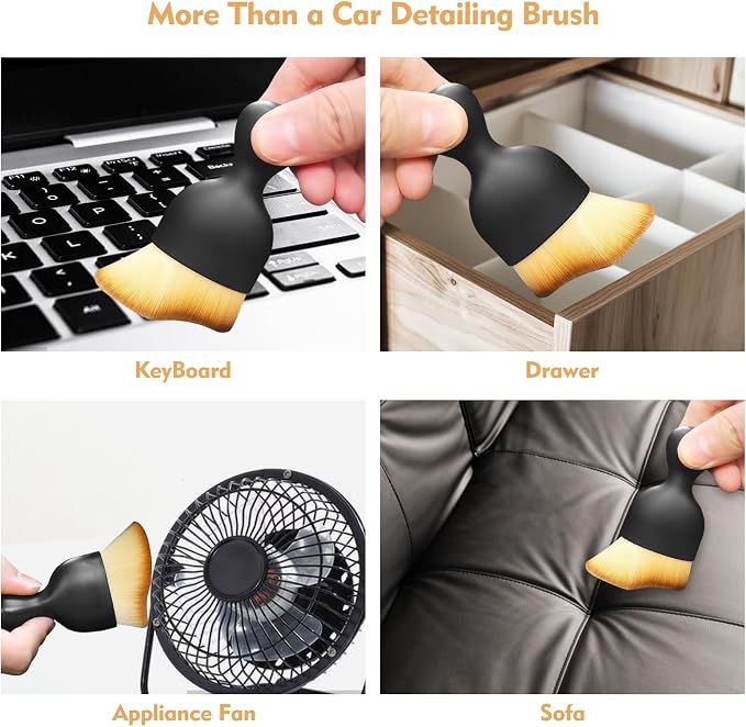 Car Interior Cleaning Brush Car Duster Interior with Ultra Soft Bristles | Auto Detailing Brushes Dusting Car Accessories for Dashboard, AC Vents, Leather, Scratch-Free (2Pack)