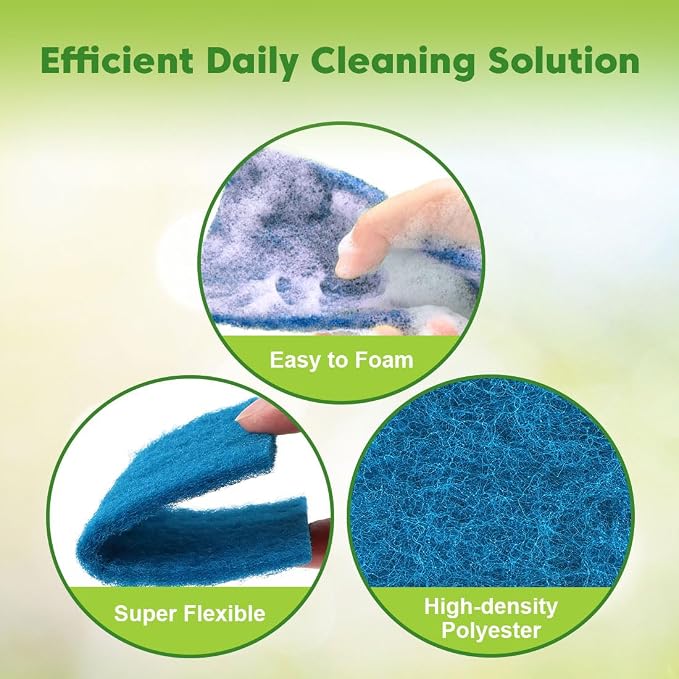 UNIMADE Non-Scratch Scouring Pads, 96Pcs Household Scour Pads | for Kitchen, Garage and Outdoors, Reusable Dish Scrubber Pads for Pan and Metal Grill - Blue