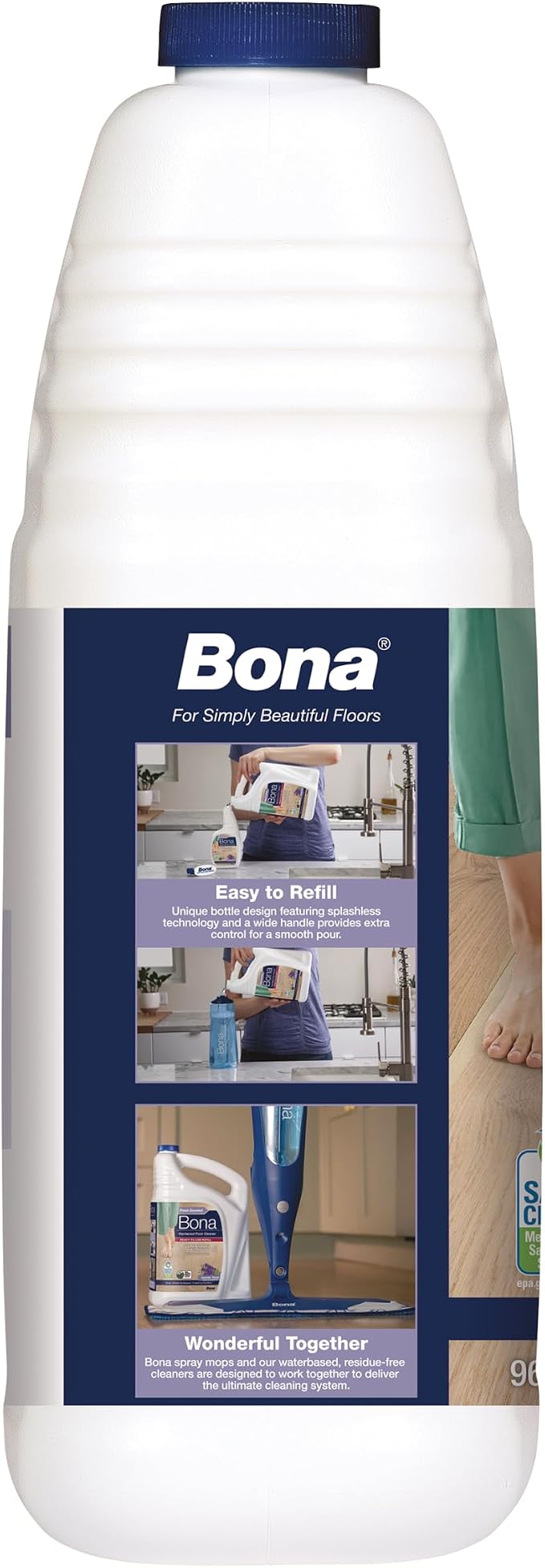 Bona Hardwood Floor Cleaner Refill - 96 fl oz - Lavender Thyme Scent | Residue-Free Floor Cleaning Solution Spray Mop and Spray Bottle Refill - For Wood Floors