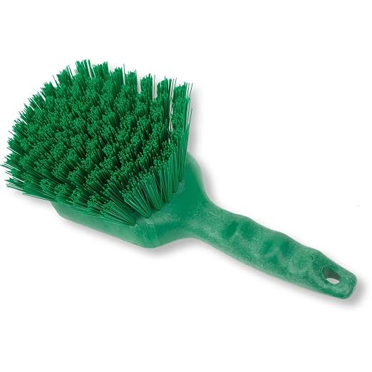 SPARTA 40541EC09 Plastic Scrub Brush, Utility Brush, Kitchen Brush with Hanging Hole for Cleaning, 8 Inches, Green, (Pack of 6)