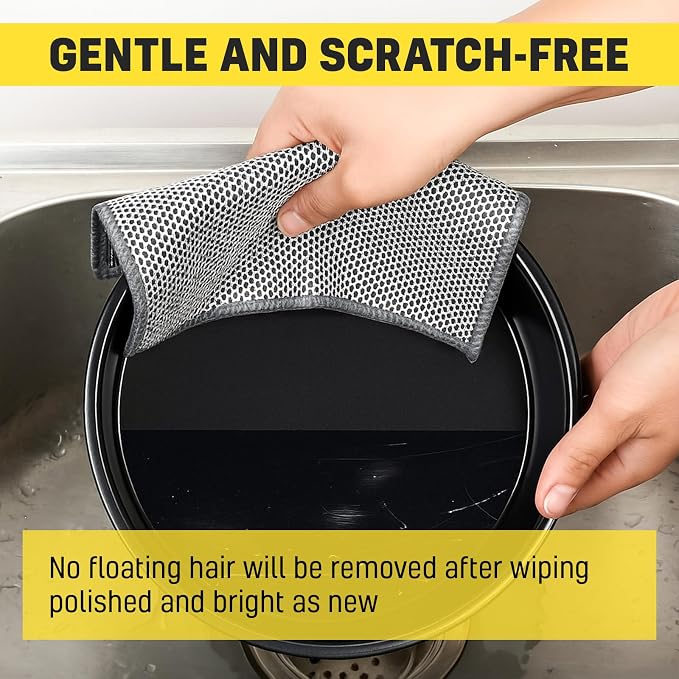 NEW 2026 | Non Scratch Wire Dishcloth | Metal Cleaning Rag for Kitchen Cookware | Silver Mesh Dishcloth | Double Sided | Metal & Coconut Fiber Scrubbers | 10 pcs Colorful Cloth