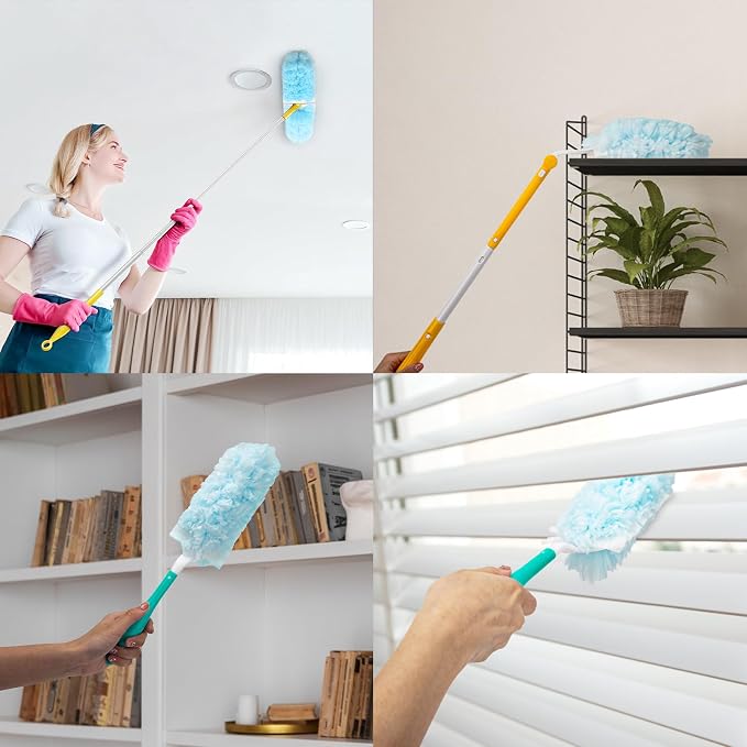 KeFanta 360° Heavy Duty Duster Refills for Swiffer Duster, 30 Count | MultiSurface 360° Duster Refills with1 Handle, 4X Microfibers, Disposable Dusters for Cleaning Home Blinds Fans Corners