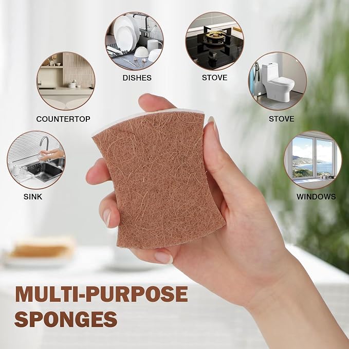 Orighty Non-Scratch Scrub Sponge, 24-Pack Sponges Kitchen Cleaning Sponges | Cellulose Scrubber Sponge for Kitchen Cleaning, Non-Stick Cookware, Washing Dishes, Bathroom, and Household