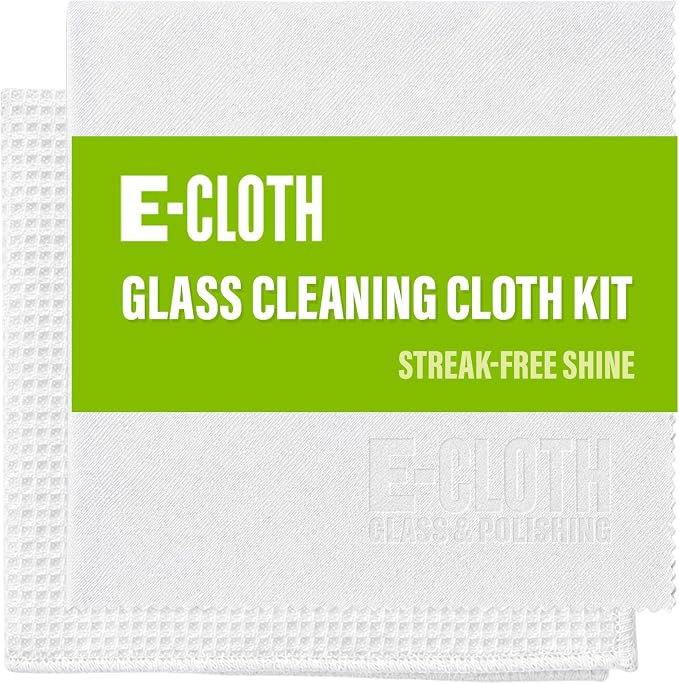 E-Cloth Window and Glass Cleaner Kit, Just Add Water - 1 Kit | Chemical-Free Cleaning - Reusable & Machine Washable Towel, Versatile Use for Mirrors, Cars, & Lenses, Recycled, Colorless