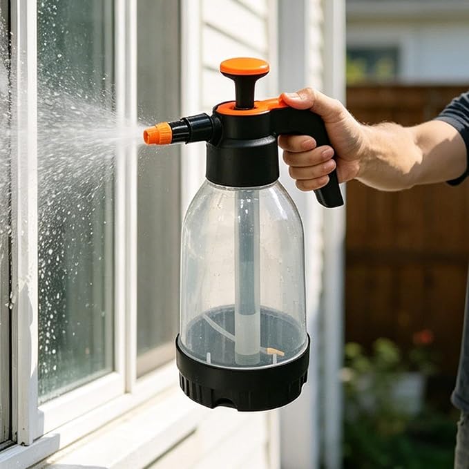 Car Wash Sprayer - Manual Compression Atomizer, Pressurized Fluid Dispenser, Pneumatic Solution Applicator Hydraulic Mist Vessel | Ergonomic Irrigation Canister for Indoor Outdoor Garden Pathway Yard