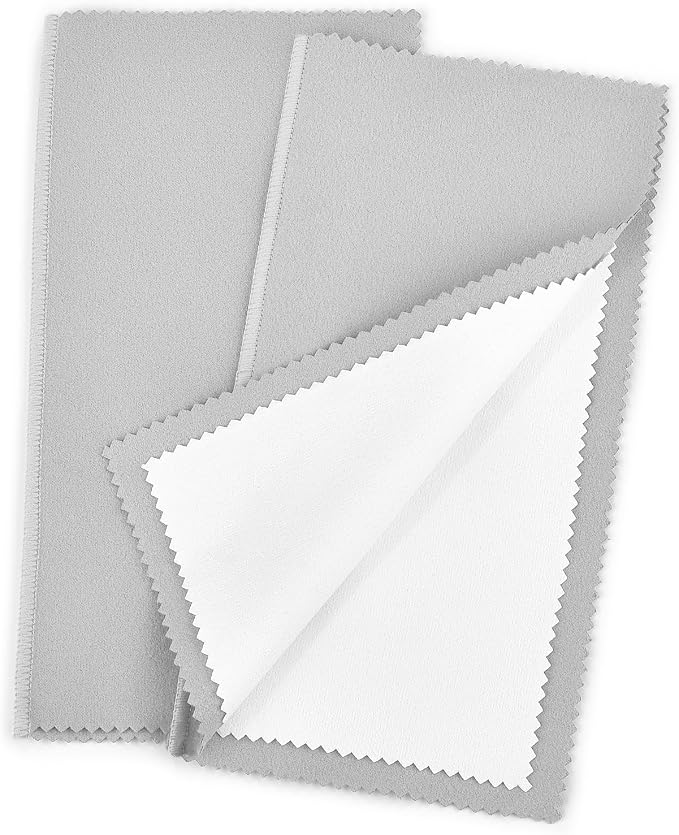 SEVENWELL Silver Polishing Cloth, Jewelry Cleaner Cloth for Sterling Silver Jewelry, Gold, Platinum, Silverware, Diamonds, Gemstones, Coins (20cm Light Grey Silver Cloth)