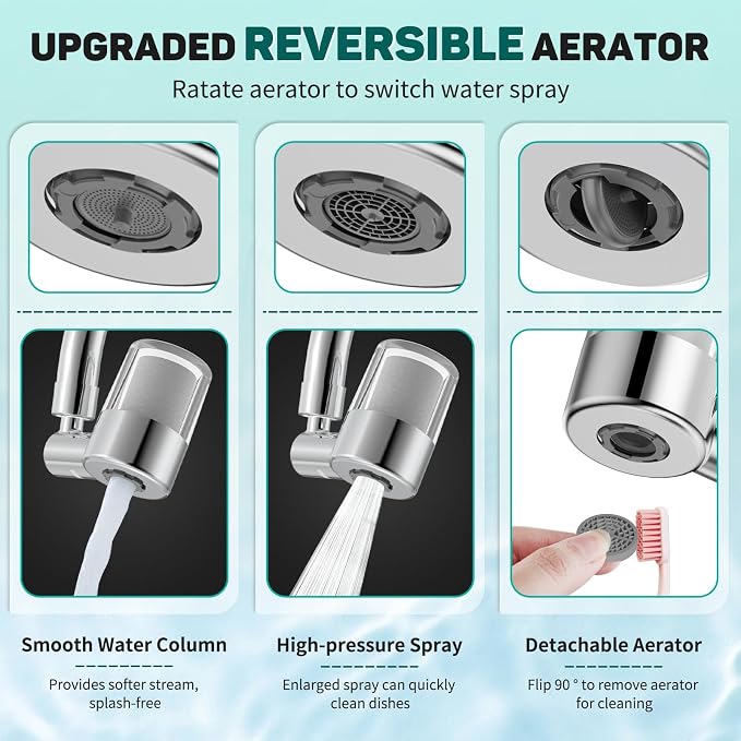 CECEFIN Sink Faucet Water Filters for Bathroom Kitchen, 99% Reduce Chlorine | NSF/ANSI/CAN 372 Standard,720 Swivel Faucet Mount Water Filtration System, 2-Mode Spray, Lasts 528 Gallons Tap Water Purifier