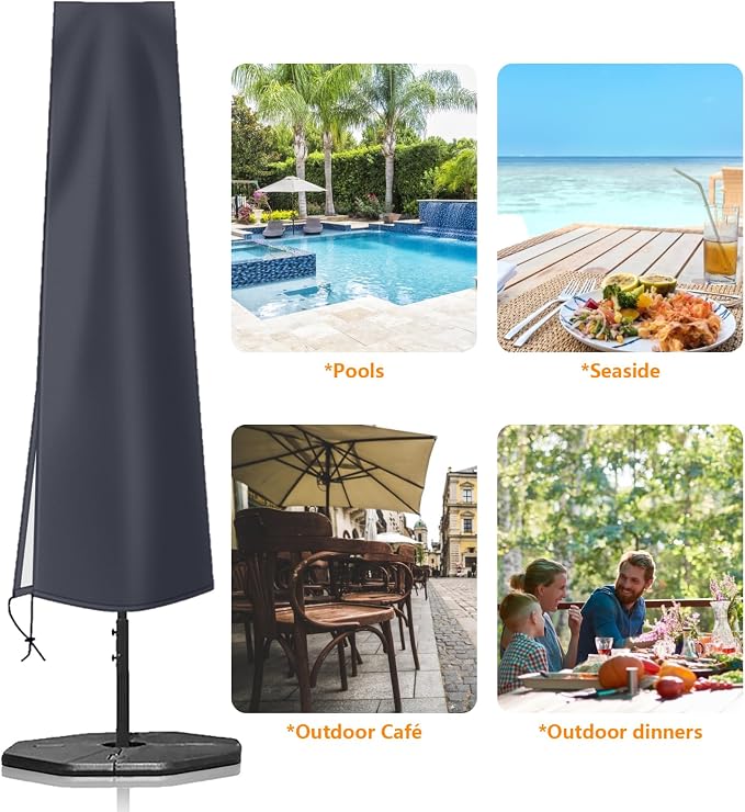 OKPOW Patio Umbrella Cover Waterproof: Fit 9ft to 12ft Outdoor Umbrellas | 420D Oxford with Long Zipper, Protect Umbrella from Sun, Rain, Snow & Dust, Helping Extend Outdoor Umbrella's Life