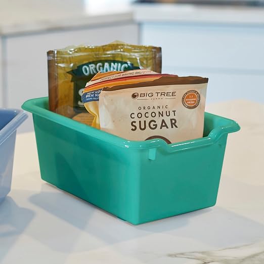 ECR4Kids Scoop Front Storage Bin, Multipurpose Organization, Contemporary, 5-Piece | Durable plastic, GREENGUARD Gold Certified, 1.2 gallon capacity, lightweight & nestable, built-in handle, classroom/home use