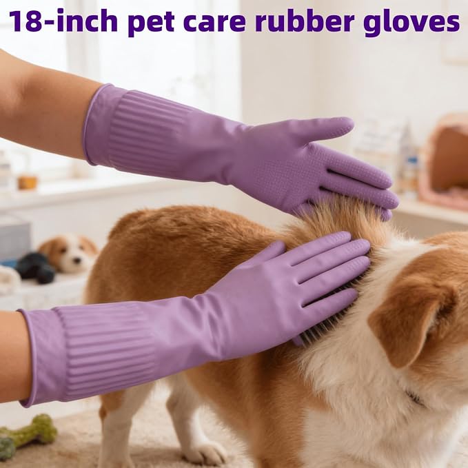Household Cleaning 18inch Kitchen Dishwashing Rubber Gloves | Red Long Sleeved Heavy-duty Waterproof gloves, household kitchen dishwashing, Long cuffs, Reusable, Non slip