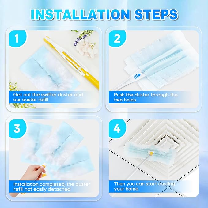 20 Count Duster Refills Compatible with Swiffer Duster Refills | Unscented Disposable Heavy Duty Duster Refills Compatible with Swiffer Dusters Cleaning Ceiling Fans(Handle Not Included)