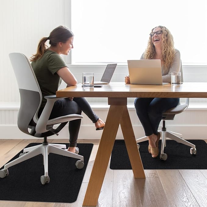 Sycoodeal Office Chair Mat for Hardwood Floor,Office Computer Gaming Chair Mat for Tile Floor,Large Floor Protector Rug,Anti-Slip,Easy to Clean,Pure Black(48"x55")