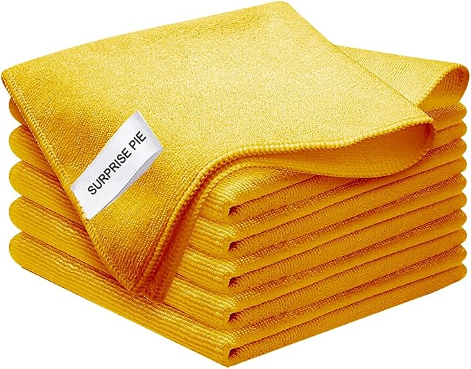 Premium Ultra Absorbent Microfiber Cleaning Cloths, 400 GSM Lint Free Towels, Reusable Cleaning Rags for Kitchen, Car Detailing, Glass, Stainless Steel & Household Cleaning,12"x12"