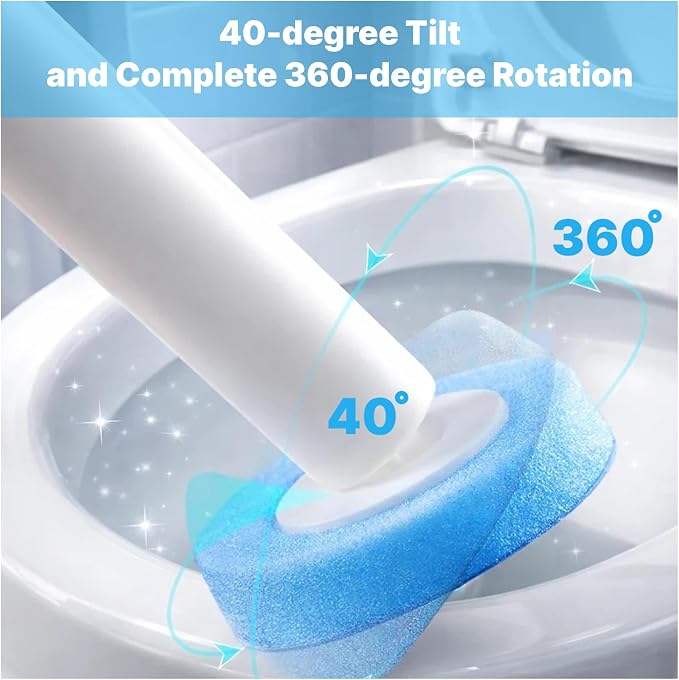 CiLoN Disposable Toilet Brush, Toilet Wand Cleaning System, Bowl Scrubber | Flip-Top Hands-Free Wall-Mounted Toilet Bowl Brush & Holder with Disposable Cleaning-Fluid Scrubbing Pads for Hygienic Use