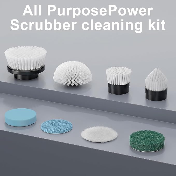 YKYI Electric Spin Scrubber Replacement Brush Heads 8 Pcs Set, Cordless Cleaning Brush Accessories for Bathroom Kitchen Shower Bathtub Tile Floor