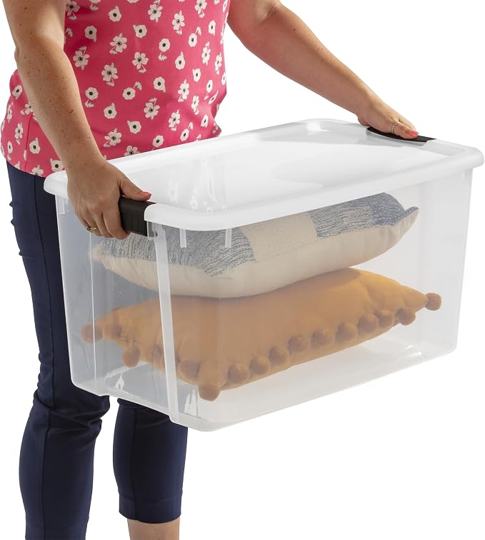 Sterilite 70 Qt Ultra™ Latch Box, Durable Clear Storage Bin w/ Lid, 6 Pack