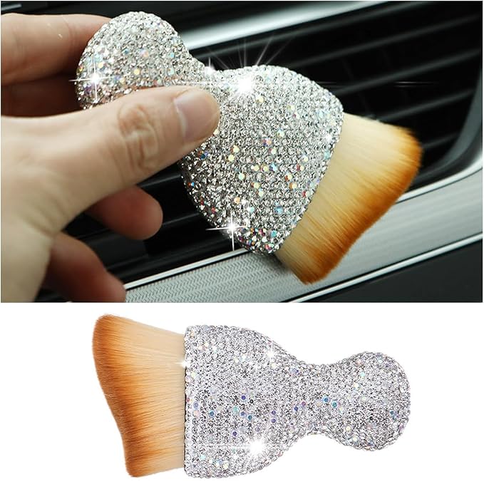 zipelo Diamond-Handle Car Detailing Dust Brush, White | soft synthetic bristles, beveled profile reaches narrow gaps, scratch-free wet or dry use, compact storage, cleaning tools