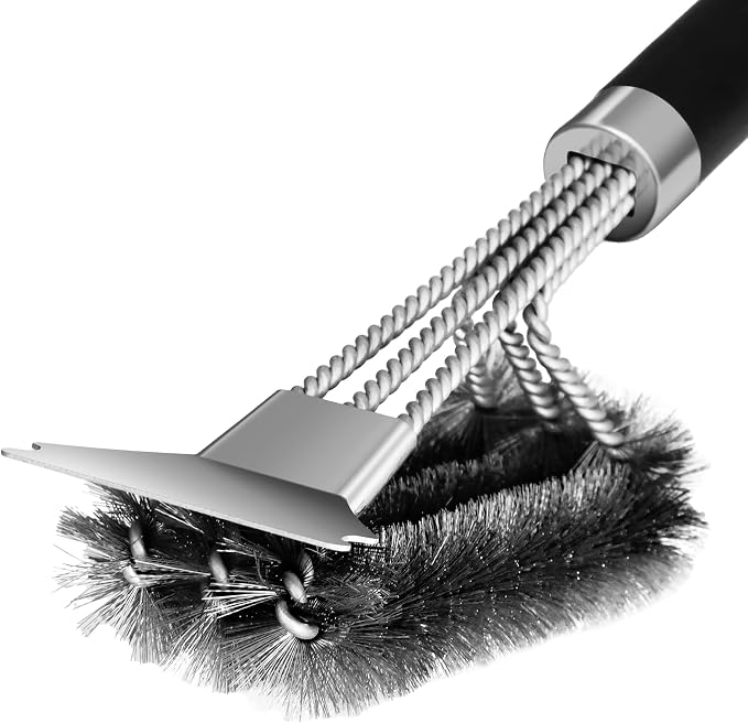 BBQ Grill Cleaning Brush Scraper,3 in 1 Barbecue Woven Wire Brush for Grill | 18" Stainless Grill Grate Cleaner, for Weber Gas, Charcoal, Electrical, Infrared
