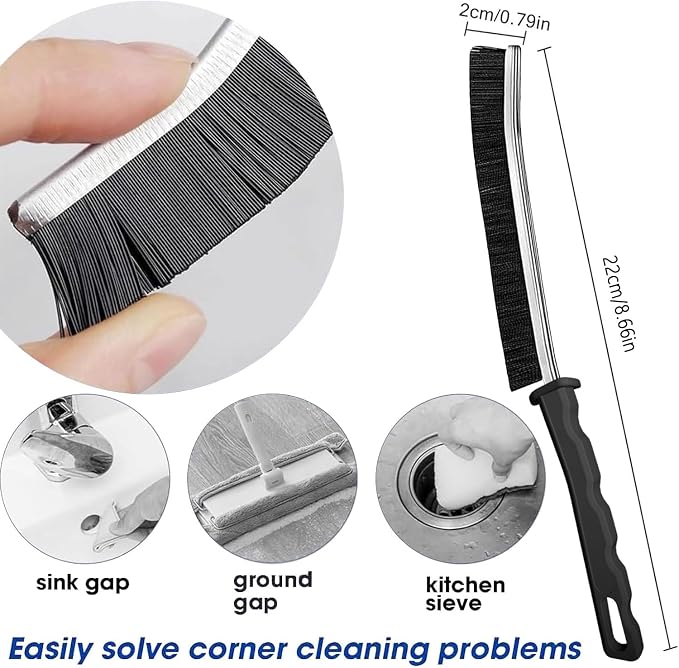 Crevice Cleaning Brush 24-Pack - Heavy Duty Hard Bristle Gap Brush for Deep Cleaning - Ultra-Thin Window Track Cleaning Tool for Shower Grout, Sliding Doors, Baseboards & Auto Detailing