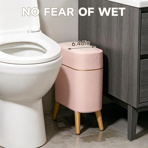 Automatic Bathroom Trash Can,Tall Slim Sensor Waste Basket,Pink Gold | 2.6 Gallon Waterproof Motion Sensor Trash Can, Small Garbage bin for Bedroom,Office,Living Room,Kitchen,RV,Restroom,Laundry