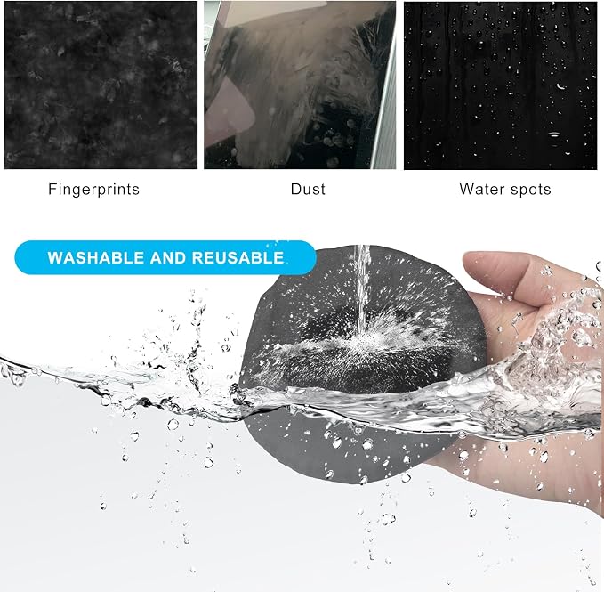 Ohleats 2PCS Car Screen Cleaner, Microfiber Cleaning Pad, Square+Round | Lint-Free & Scratch-Safe, Glove-Style Wear, Wet/Dry Dual-Use, Foldable Portable, For Car/Phone/Tablet/Laptop/TV