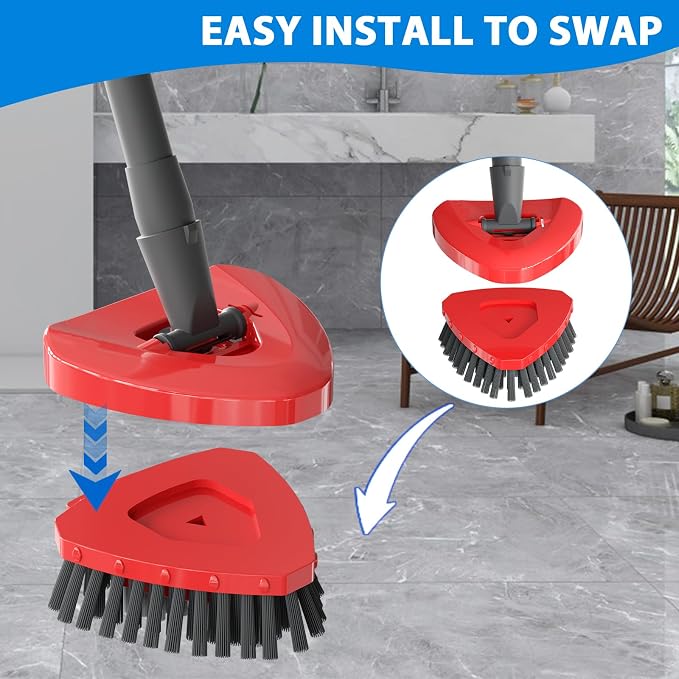 Spin Mop Replacement Scrub Brush Heads for O-Cedar RinseClean 2-Tank | Dual Bristles,Soft Inner for foam & Stiff Outer for Stubborn Stains,20°Angled for Corners,Deep Cleaning,Reusable & Durable