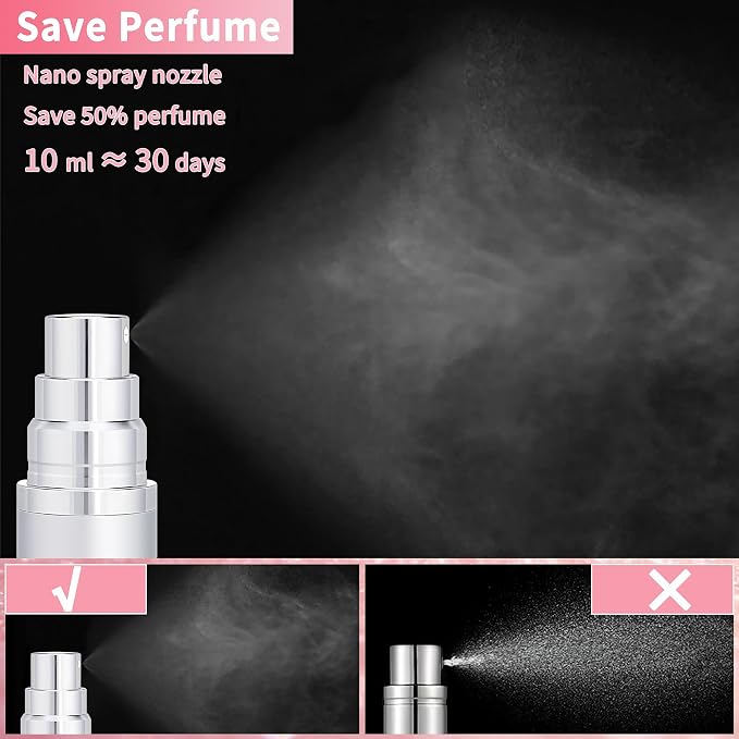 10ml Travel Perfume Atomizer Refillable Spray Bottle Atomiser (Silver) | Perfume Spray Bottle, Fragrances Atomizer, Perfume Travel Refillable Bottle,Perfume Dispenser,Perfume Refill Bottle