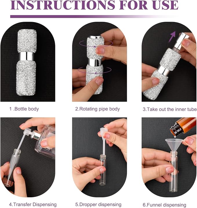 Portable 8ML Cologne Luxury Perfume Travel Refillable Bottle, Travel Size Perfume Refill Atomizer Bottle,Mini Spray Bottle Empty for Refill