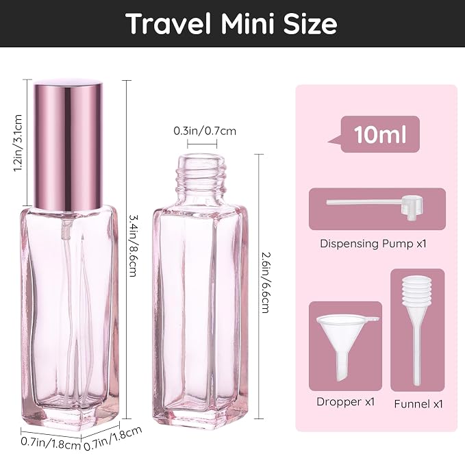 Segbeauty 5pcs Perfume Atomizer Travel, 10ML Mini Refillable Perfume Bottle Sprayer, Travel Cologne Sprayer Portable Glass Fine Mist Cosmetic Container Dispenser Set for Fragrance Makeup Toiletries