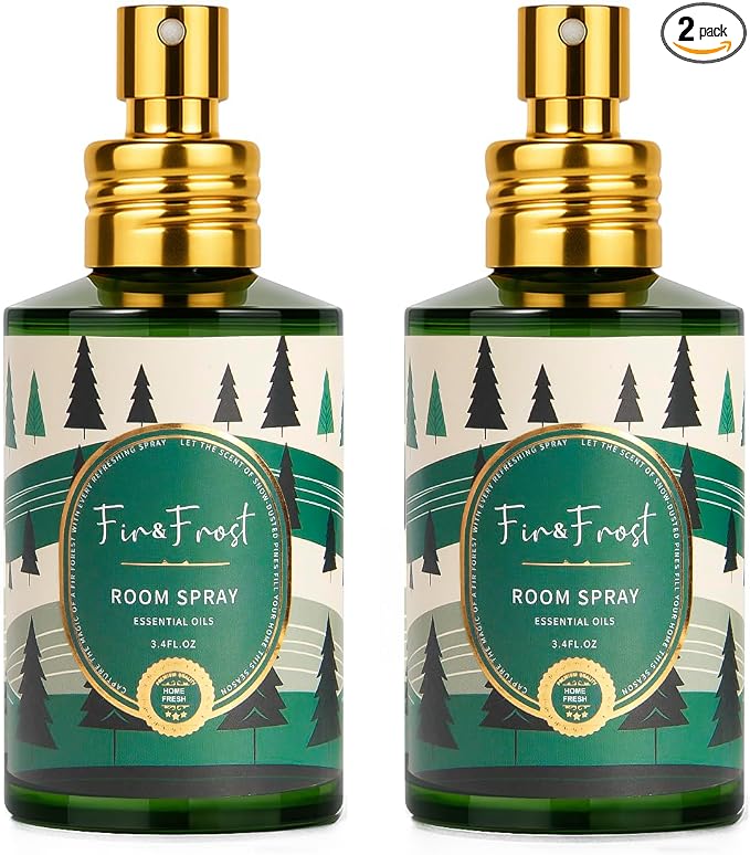 Fir Room Spray 2 Pack, 3.4oz/100ml Each – Long-Lasting Air Freshener & Odor Eliminator for Home, Bathroom, Bedroom & Office, Concentrated Room Spray