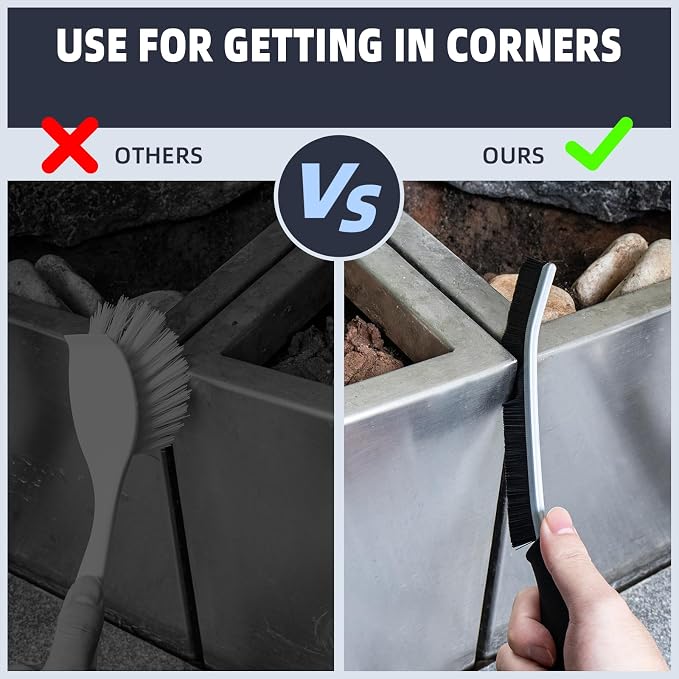 FOOGWEE Hard Bristle Crevice Cleaning Brush - Home Cleaning Tools, Multi-Purpose Crevice Supplies for Kitchen, Bathroom, Toilet, Window, Vehicle, Faucets, Grout, Home (6, Black)
