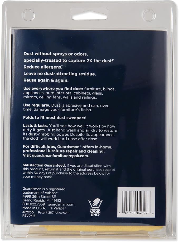 Guardsman Wood Furniture Dusting Cloths - 5 Pre-Treated Cloth - Captures 2x The Dust of a Regular Cloth, Specially Treated, No Sprays or Odors - 462700