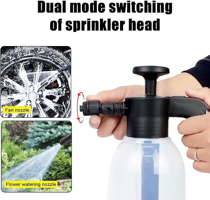 High Pressure Car Wash Sprayer, 2L Hand Pressure Snow Foam Sprayer with 2 Modes, P-ressure Foam S-Prayer for Watering Plant, Pets Showering