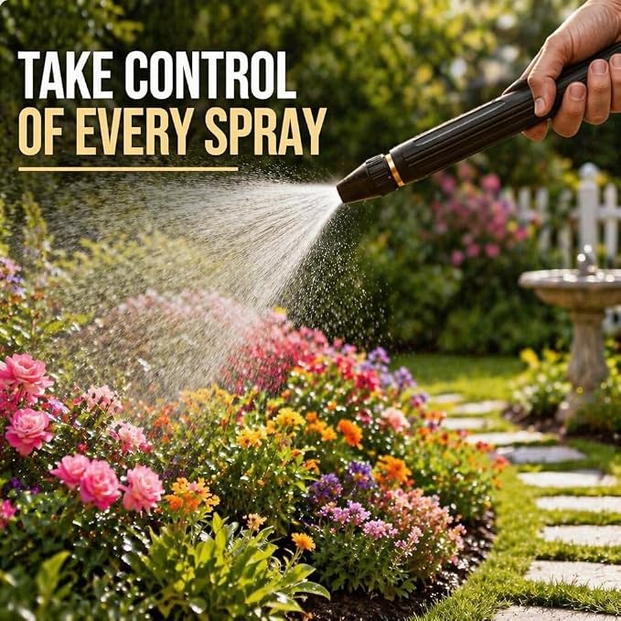 High Pressure Hose Nozzle, Quick Connect Fits US Garden Hoses | Heavy-Duty Metal Direct Spray Hose Gun with 3/4" GHT Quick Connect. for Car Washing, Patio Cleaning, and Plant Watering