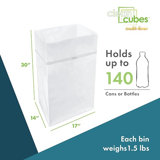 Clean Cubes 30 Gallon Multi-Liner Pop-Up Trash Cans, 3-Pack (White) | 3 Stacked Liners Per Bin, 9 Uses Per Pack, Swap Liners Without Touching Trash, No Assembly, Designed to Be Seen, Not Hidden