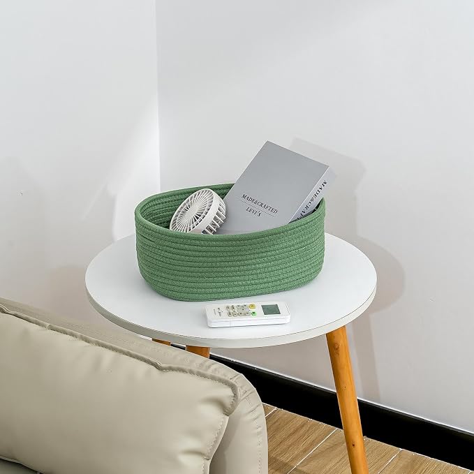 CubesLand Cube Shelf Closet Storage Rope Cotton Baskets Bins Set 2 | Woven Basket for Organizing/Storage,Long-lasting &Skin-friendly Toy Storage Basket Bin,Stylish Room Decor ,Green