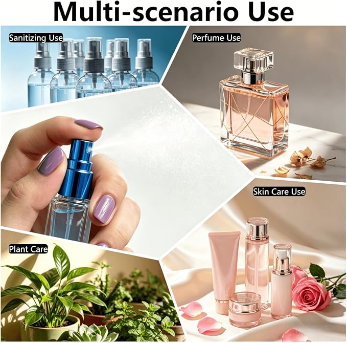 Perfume Travel Refillable, 6 Pcs 10 ml Glass Atomizers (Blue) | Leak-resistant fine mist spray, mini perfume bottle set with filling tools, portable for travel, gym, office and daily use