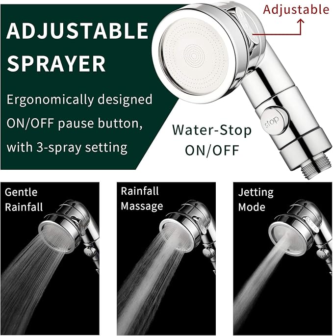 ZCONIEY Sink Faucet Sprayer Attachment Hair Pet Rinser Showerhead with Stop Water-saving Function