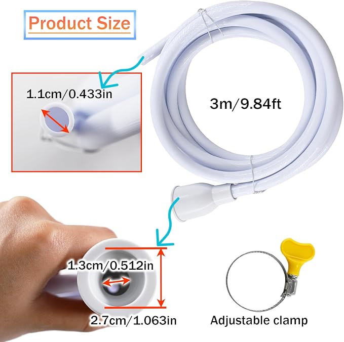 3M/9.84FT Sink Extension Hose,Sink Hose Attachment,Portable Water Fill Accessories for Gardening, Watering, and Household Cleaning with Adjustable Clamp