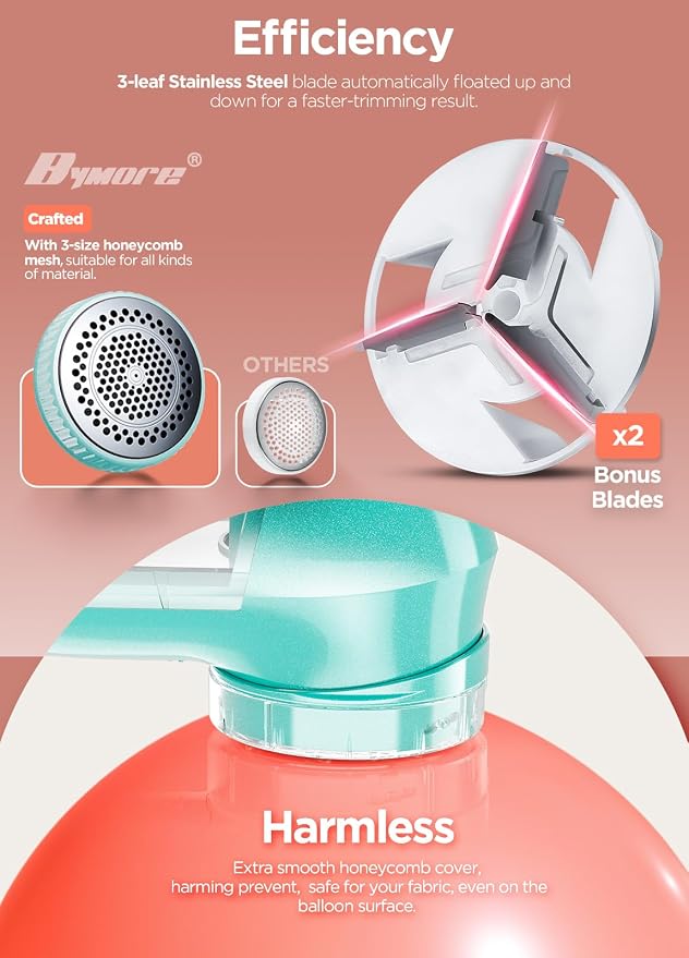 Bymore Fabric Shaver, Lint Shaver, Sweater Shaver for Clothes, Blue | Compact one-button design refreshes clothes quickly and fits easily in a bag for home, office or travel