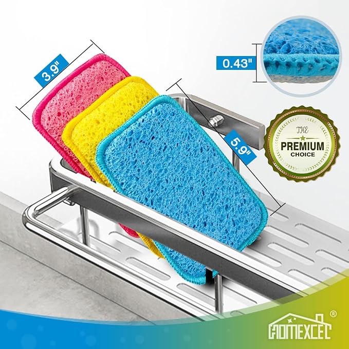 HOMEXCEL 12PK Scrub&Wipe Cloths, Dual-Sided Non-Scratch Sponges for Kitchen | Reusable Wire Dishwashing Rag, All-Purpose Scrub for Non-Stick Cookware/Dishes/Countertops/Bathroom/Household, Multicolor