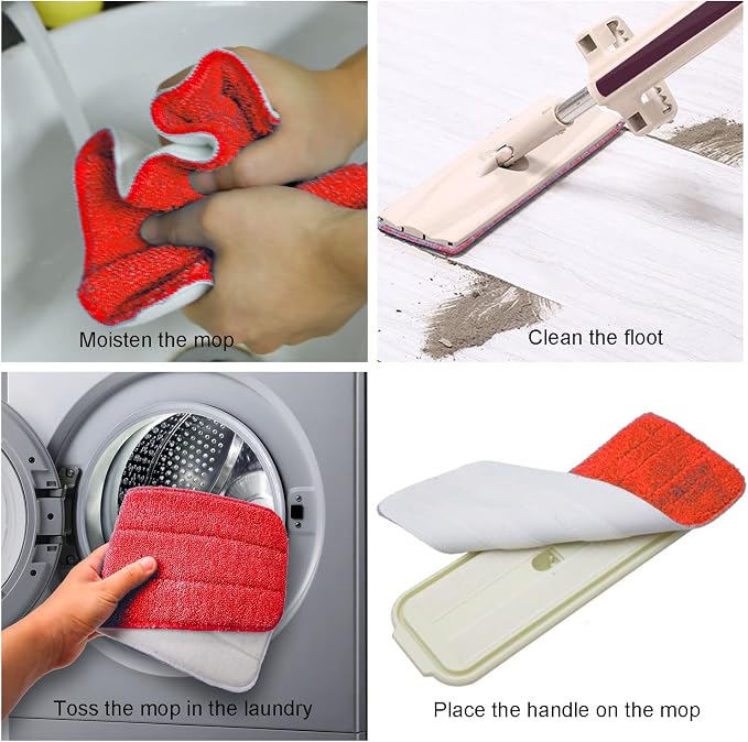Microfiber Replacement Mop Pad, 18 x 6 Wet & Dry Home & Commercial Cleaning Refills, Reusable Floor Mop Pads, 6 Pack (Red)… | 6 Pack Microfiber Replacement Mop Pad, 18 x 6 Wet & Dry Home & Commercial Cleaning Refills, Reusable Floor Mop Pads,Red