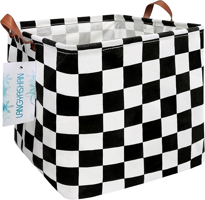 Square Racecar Storage Baskets Shelf Gift Toy Organizer Room Racing Flag | Laundry Hamper Collapse Canvas with Handles for Organizing Home Kitchen Children Toys Office Closet Shelves