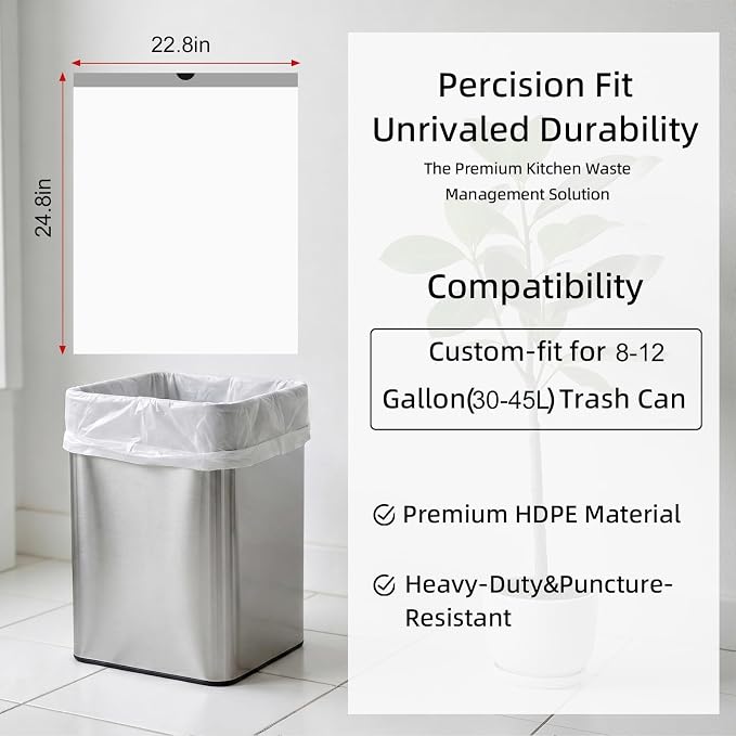12 Gallon Drawstring Trash Bag,60 Counts Extra Strong Garbage Bags Fit Up to 8-12 Gallon Can,Thick Trash Can Liners for Kitchen & Household Use (12, Gallons)