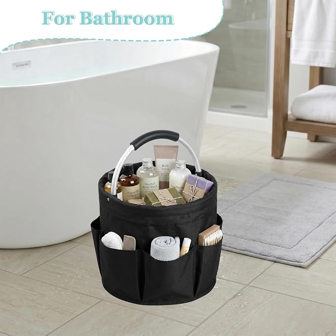 WOOHA Tool Organizers Bag 17L Collapsible Tool Bag Bathroom Caddy Outdoor Camping Garden Harvest Basket Home Bathroom Storage Bath Wash Bag（Black）