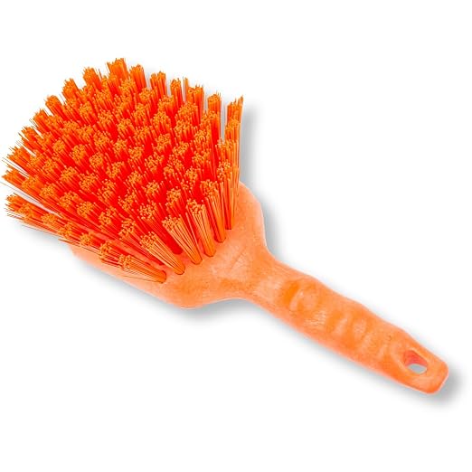 SPARTA 40541EC24 Plastic Scrub Brush, Utility Brush, Kitchen Brush with Hanging Hole for Cleaning, 8 Inches, Orange, (Pack of 6)